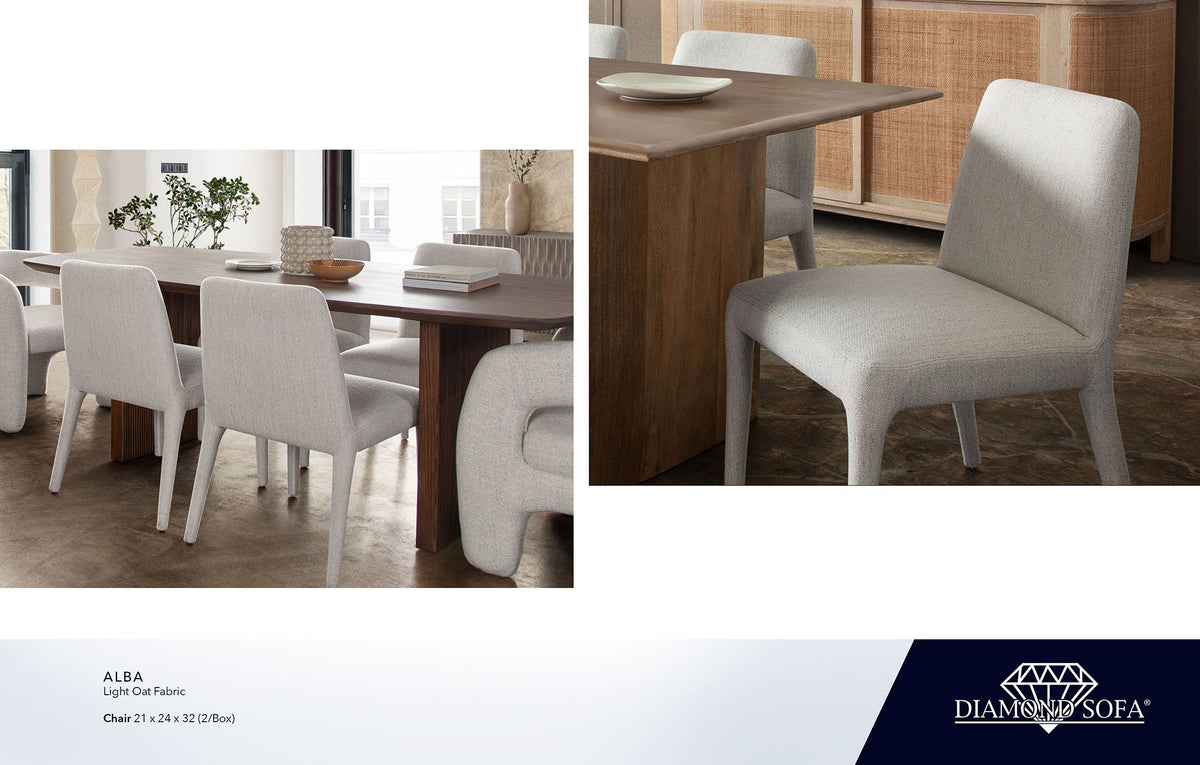 Alba Light Oat Fabric Dining Chair (Set of 2) - Ornate Home