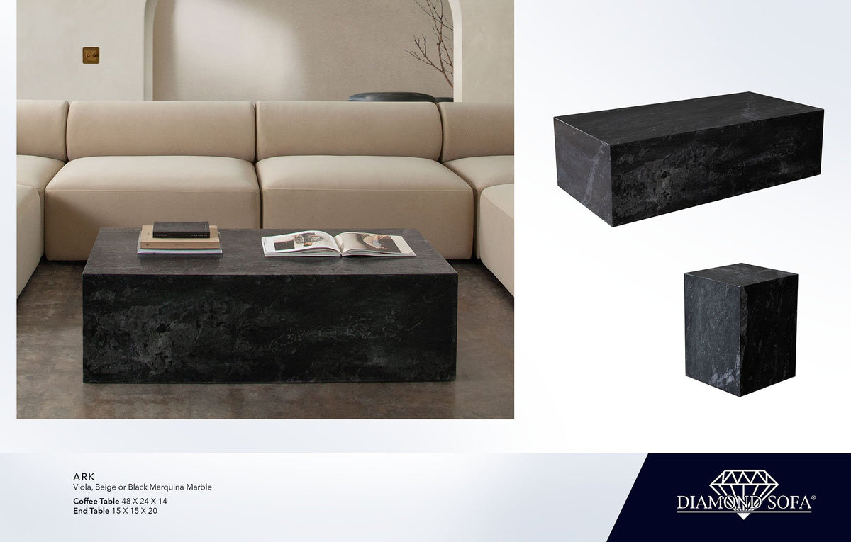 Ark Black Marble Coffee Table - Ornate Home