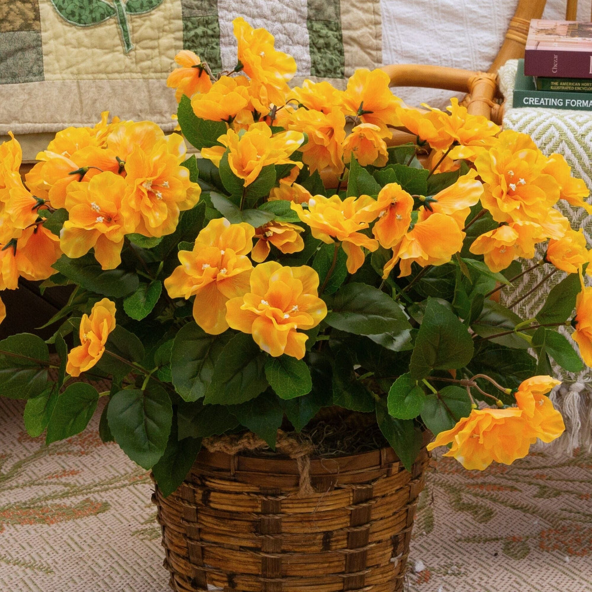 19" UV Resistant Artificial Azalea Bush (Indoor/Outdoor) - Set of 3