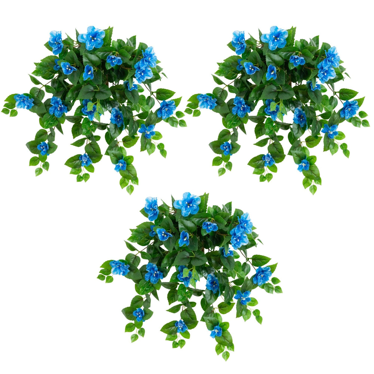 24" UV Resistant Artificial Azalea Hanging Plant (Indoor/Outdoor) - Set of 3