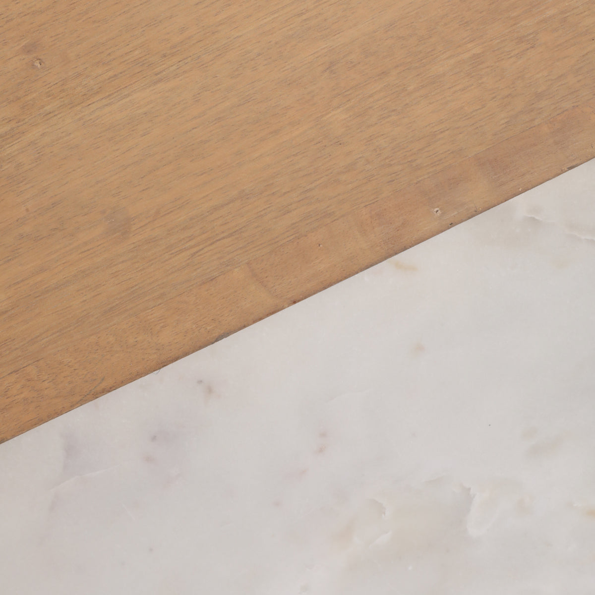 Plumas White/Natural Wood and Marble Combo Accent Table