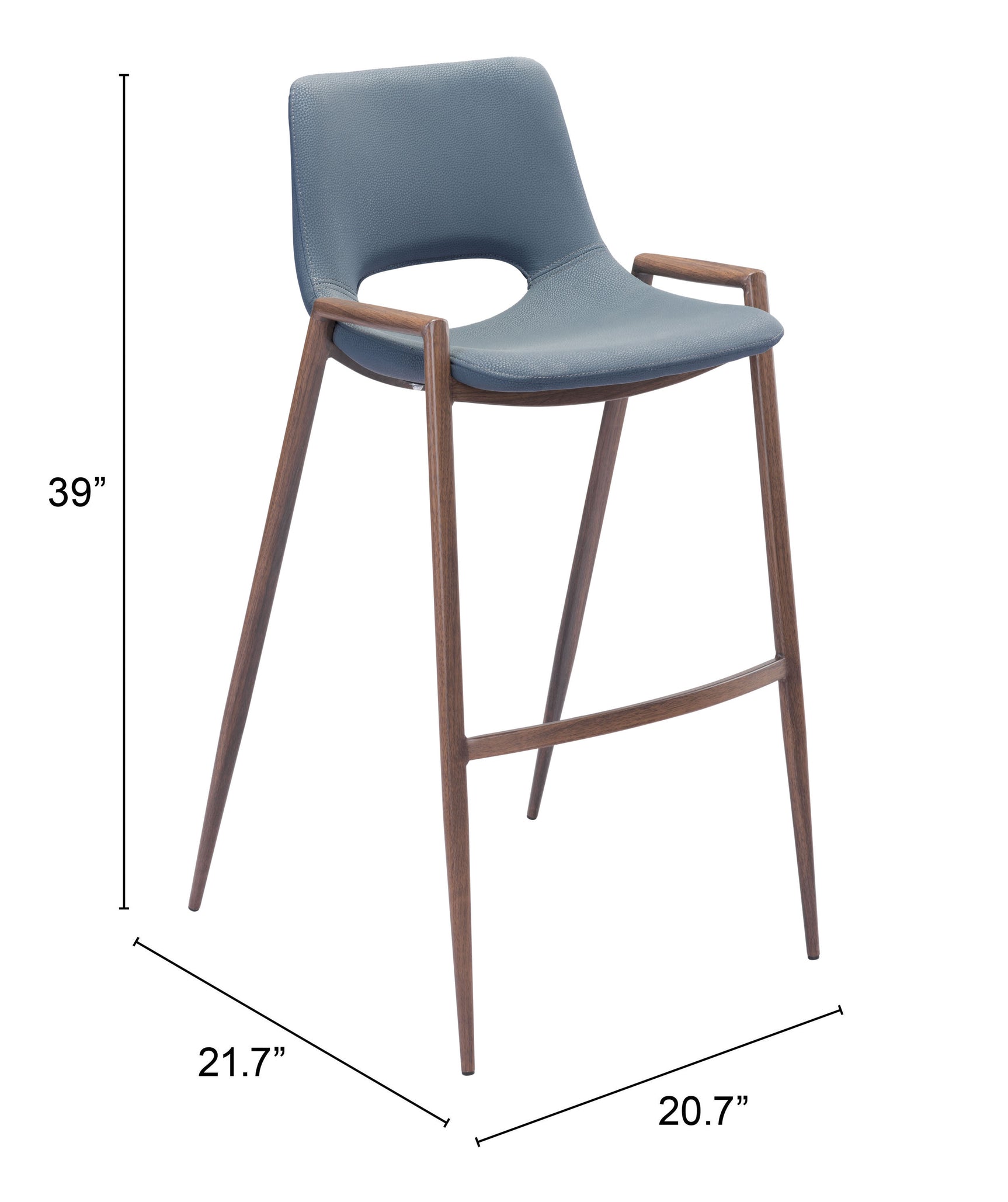 Desi Azure Gray & Walnut Barstool (Set of 2)
