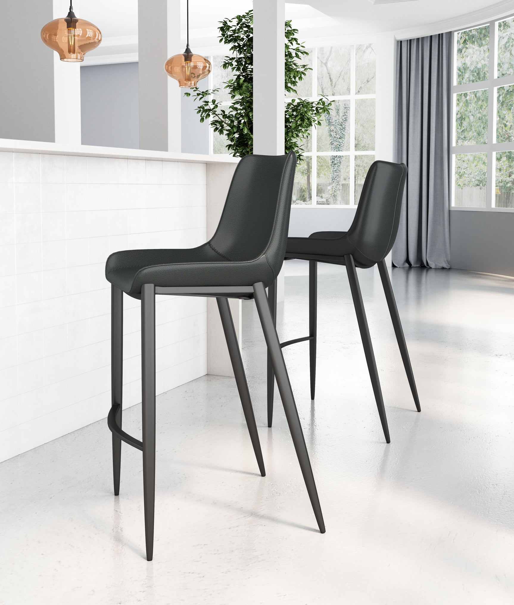Magnus Black Barstool (Set of 2)