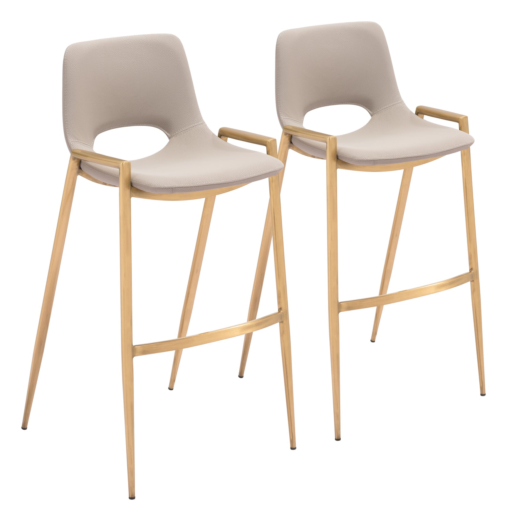 Desi Beige & Gold Barstool (Set of 2)