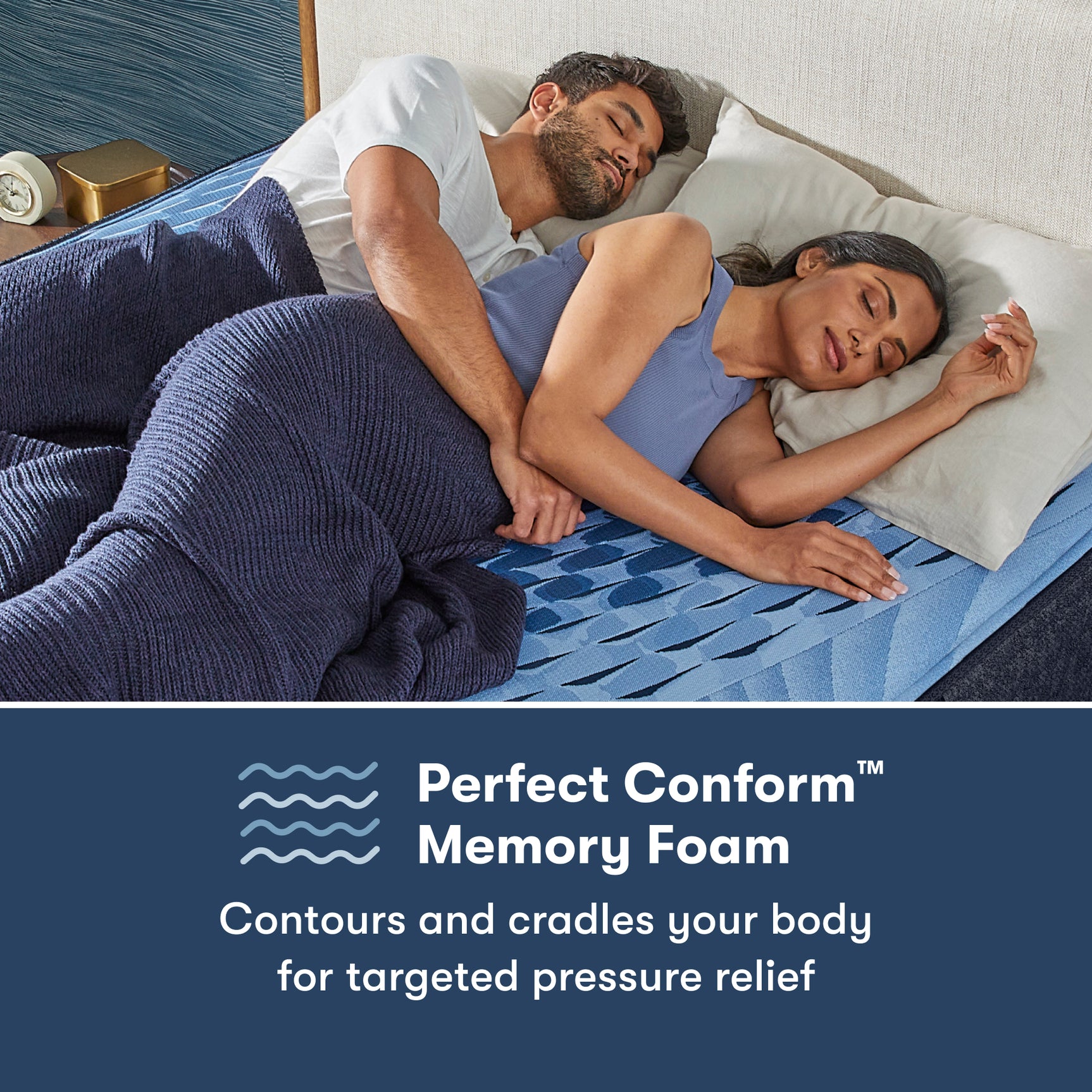 iComfort Aspire 14" Light Blue/Multicolor Memory Foam Queen Plush Mattress