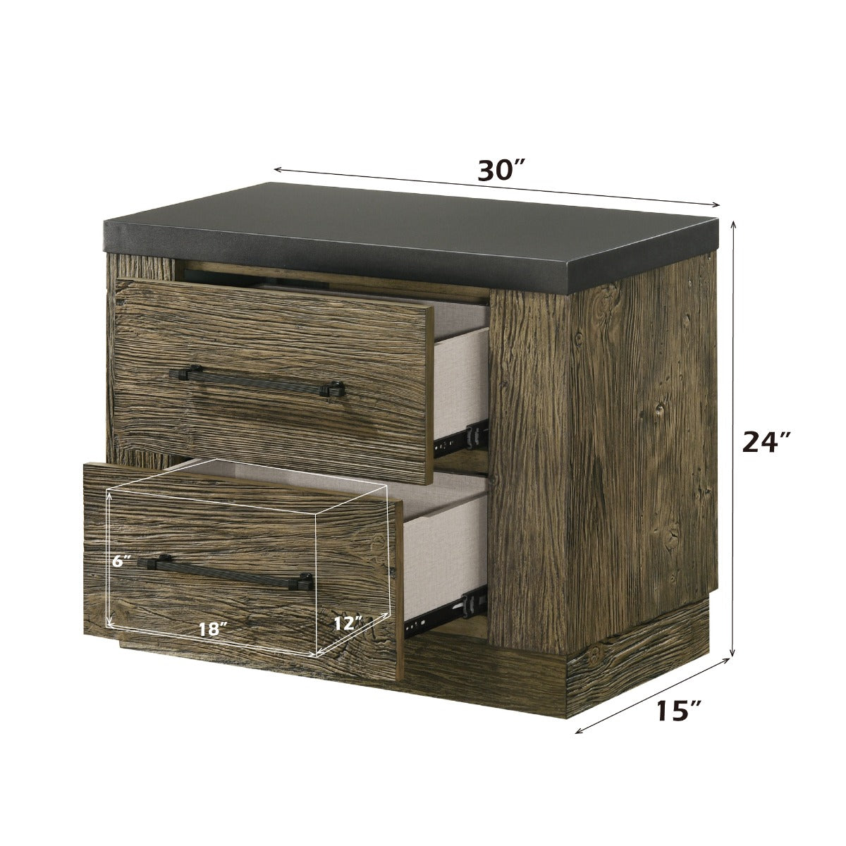Lance Distressed Oak Nightstand