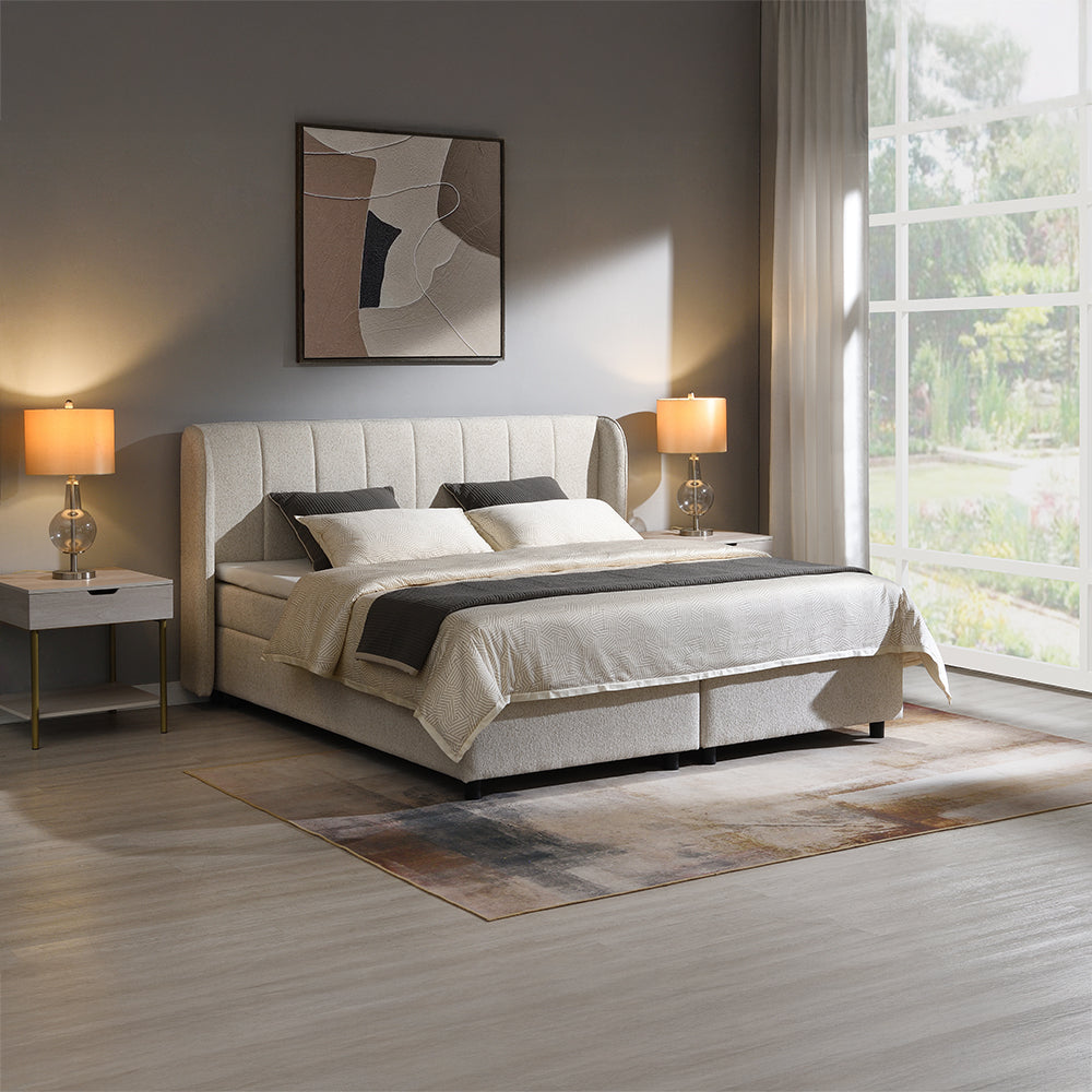 Adonia Beige Queen Bed w/Storage