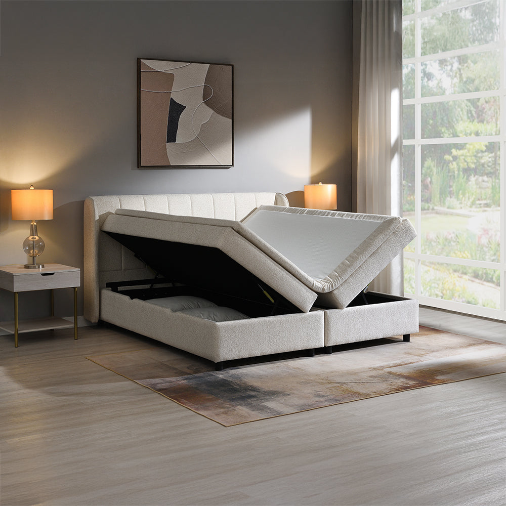 Adonia Beige Queen Bed w/Storage