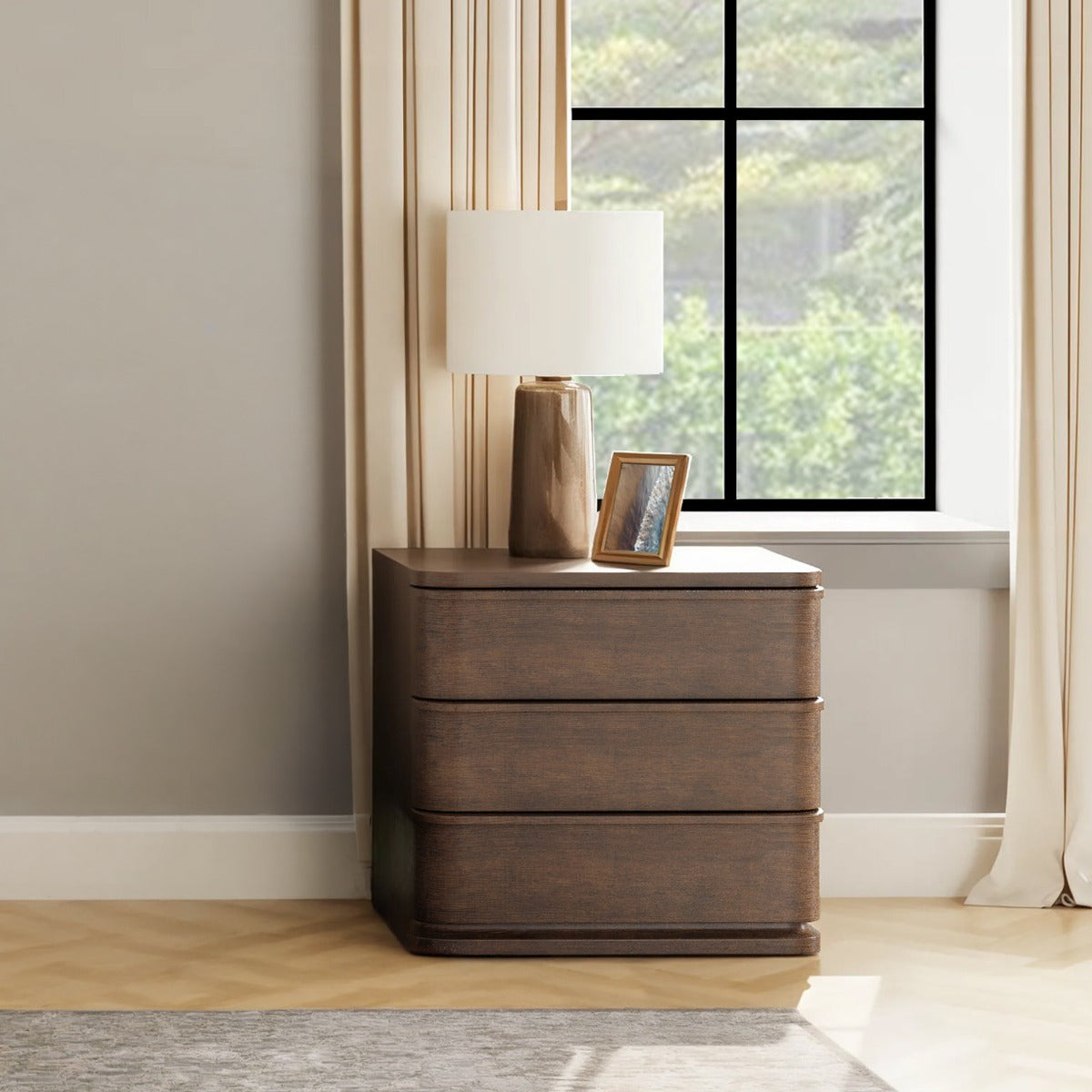 Zoey Brown Oak Nightstand