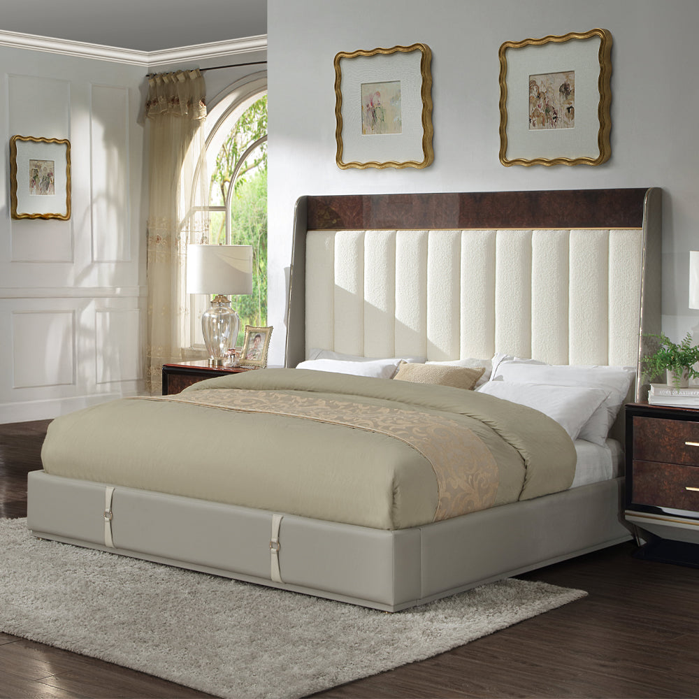 Jamonica Beige/Glossy Wood Grain Top Eastern King Bed