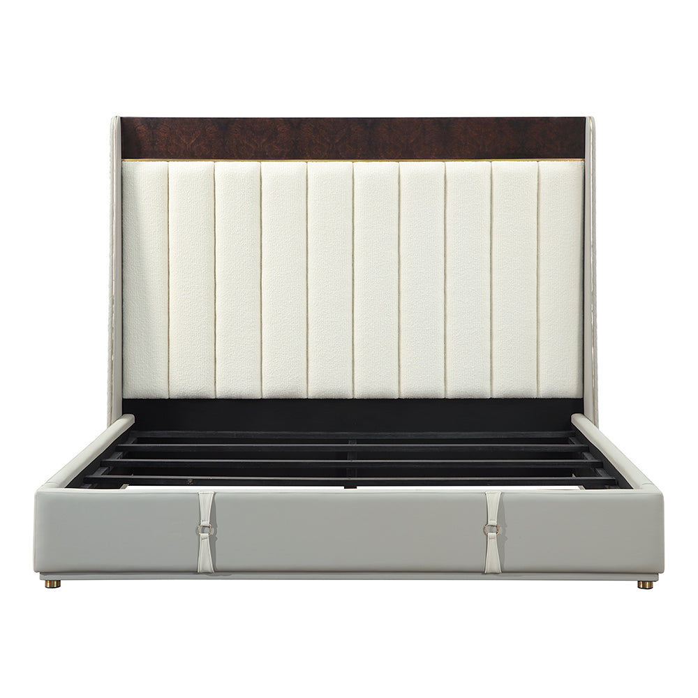 Jamonica Beige/Glossy Wood Grain Top Eastern King Bed