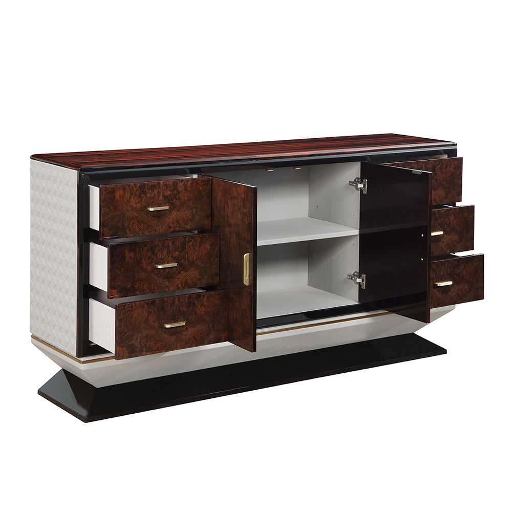 Jamonica Glossy Wood Grain Top/Gold Dresser