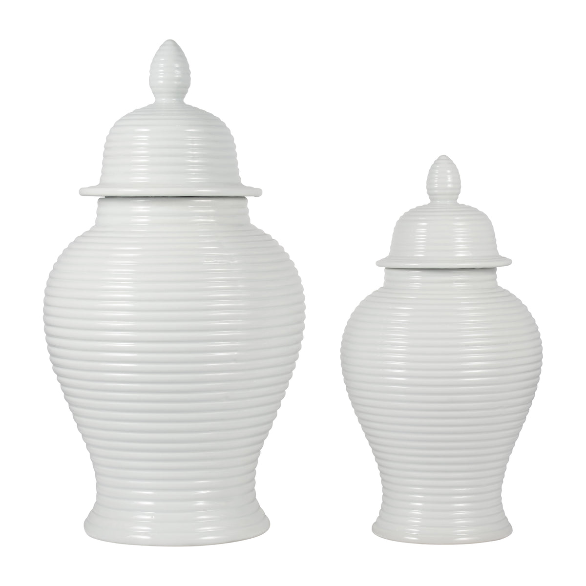 Clydecross White Ceramic Ribbed Temple Jar