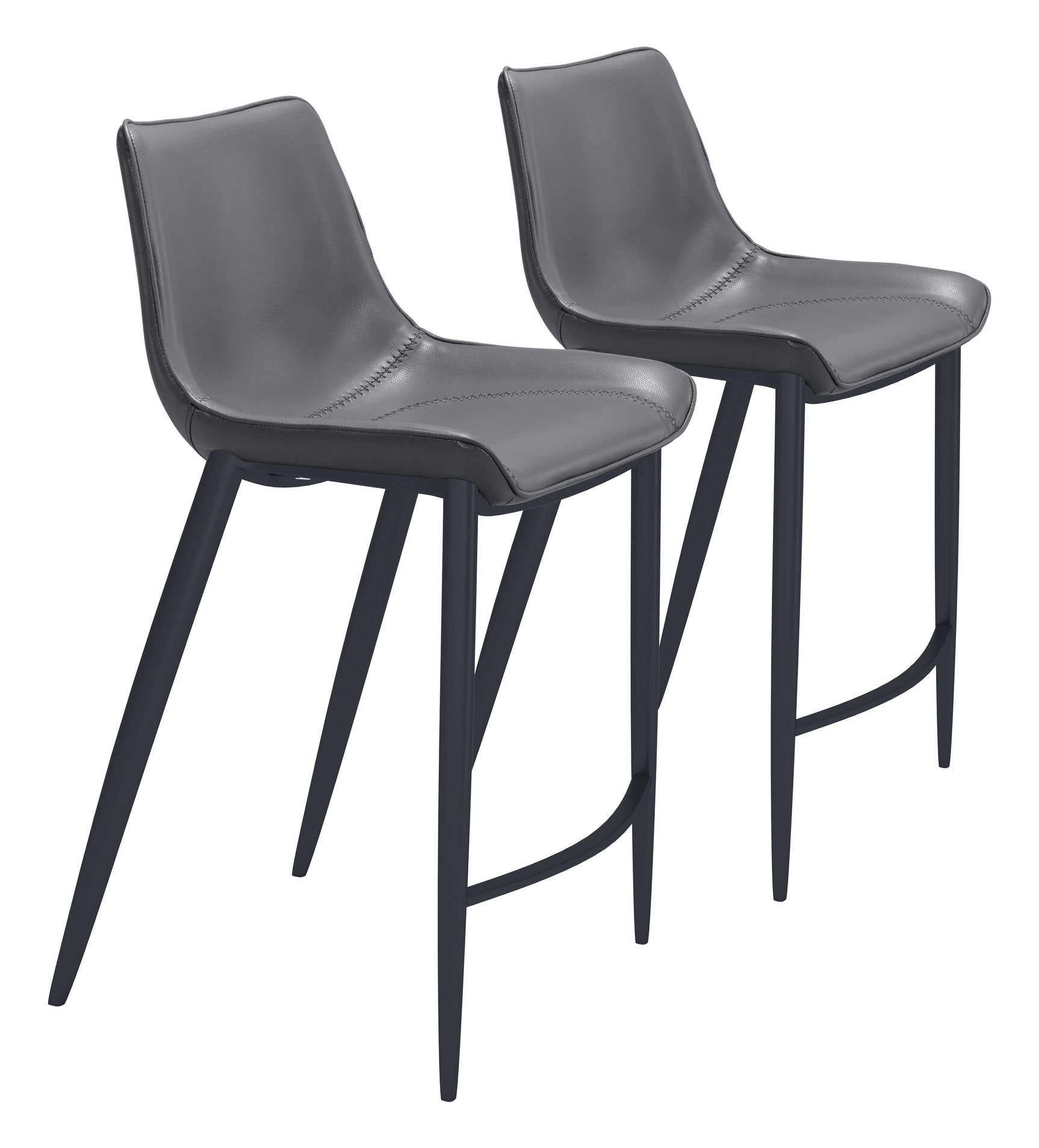 Magnus Dark Gray & Black Counter Stool (Set of 2)