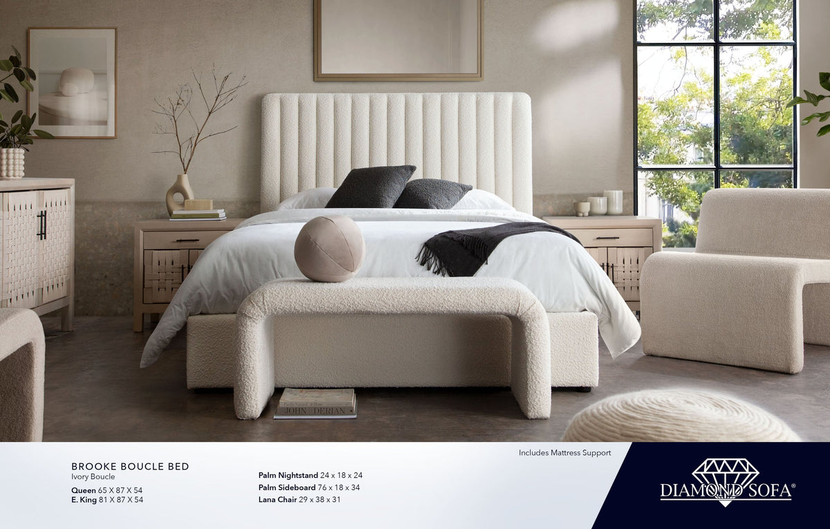 Brooke Ivory Boucle Bed - Ornate Home