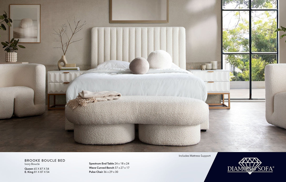 Brooke Ivory Boucle Bed - Ornate Home
