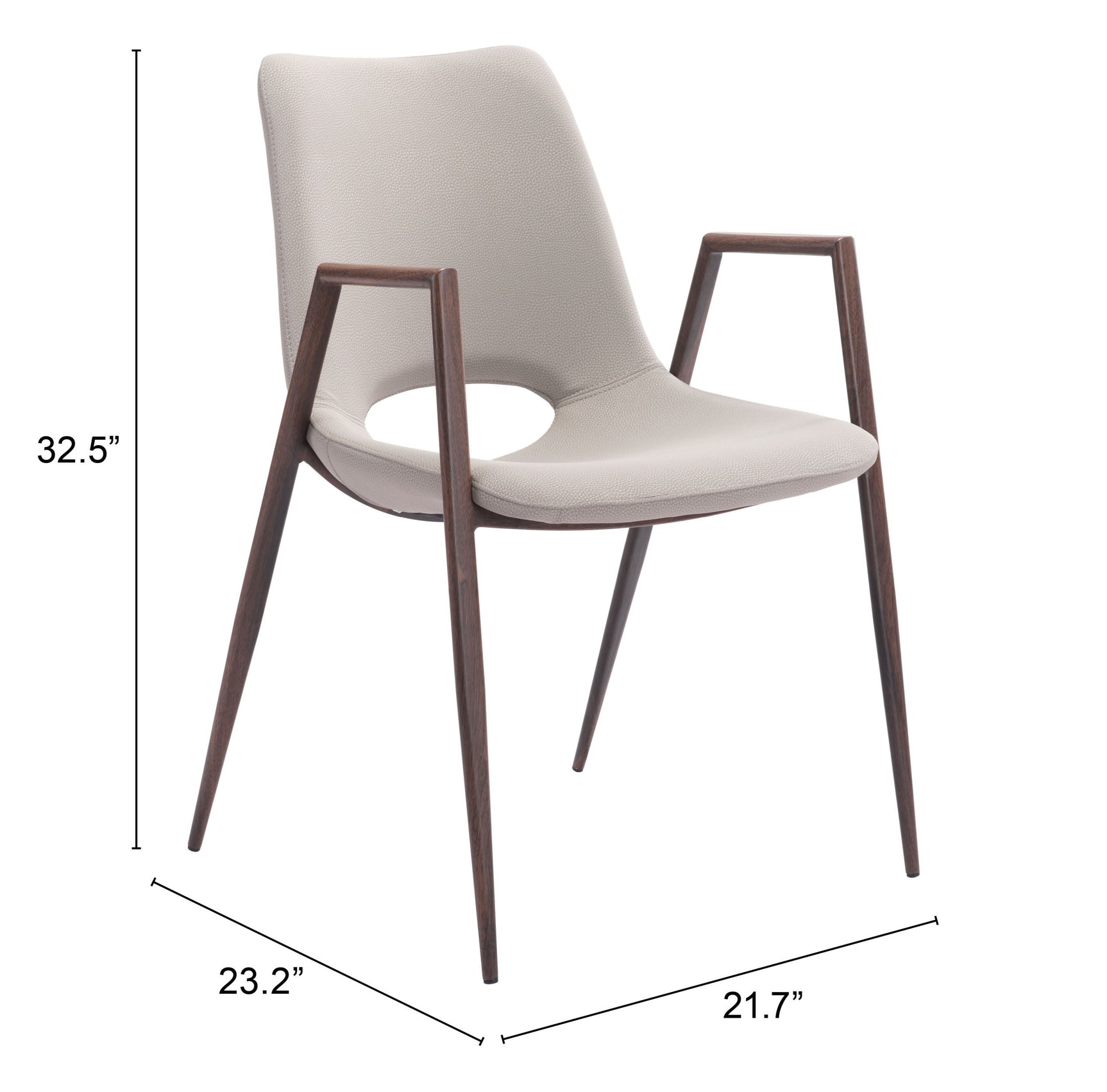 Desi Beige & Walnut Dining Chair (Set of 2)
