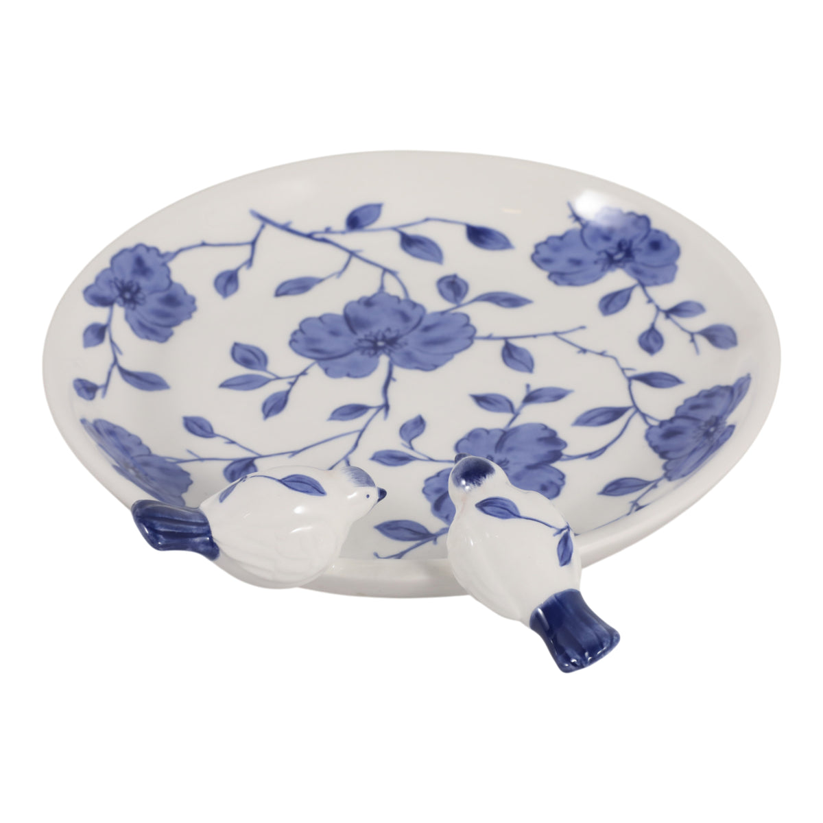 Foleymill Blue/White Floral Cinoiserie Bird Bath Birding