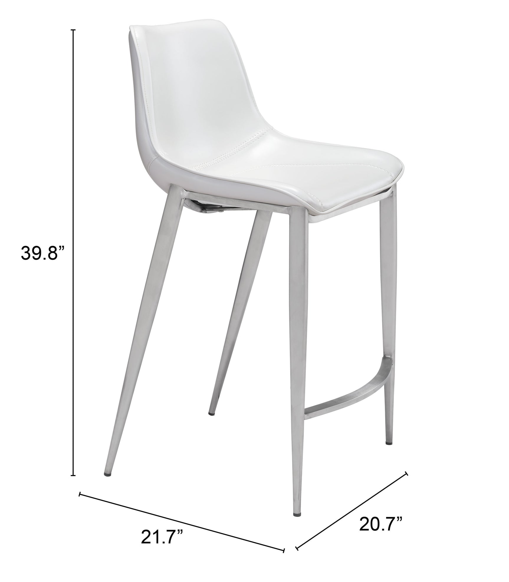 Magnus White & Silver Counter Stool (Set of 2)