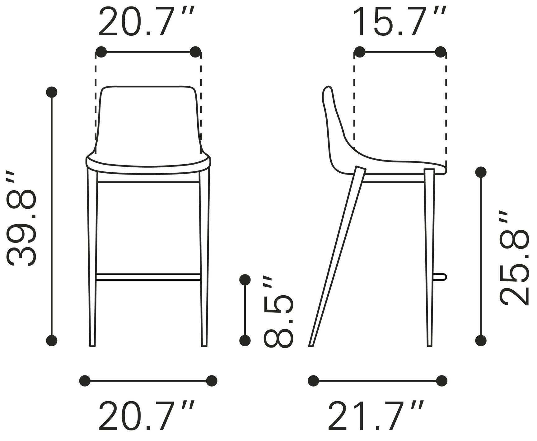 Magnus Slate Gray & Walnut Counter Stool (Set of 2)