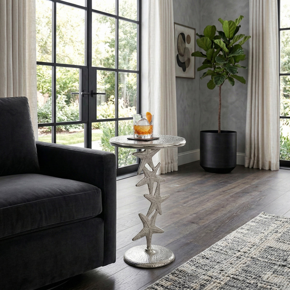 Newburg Silver Metal Starfish Side Table