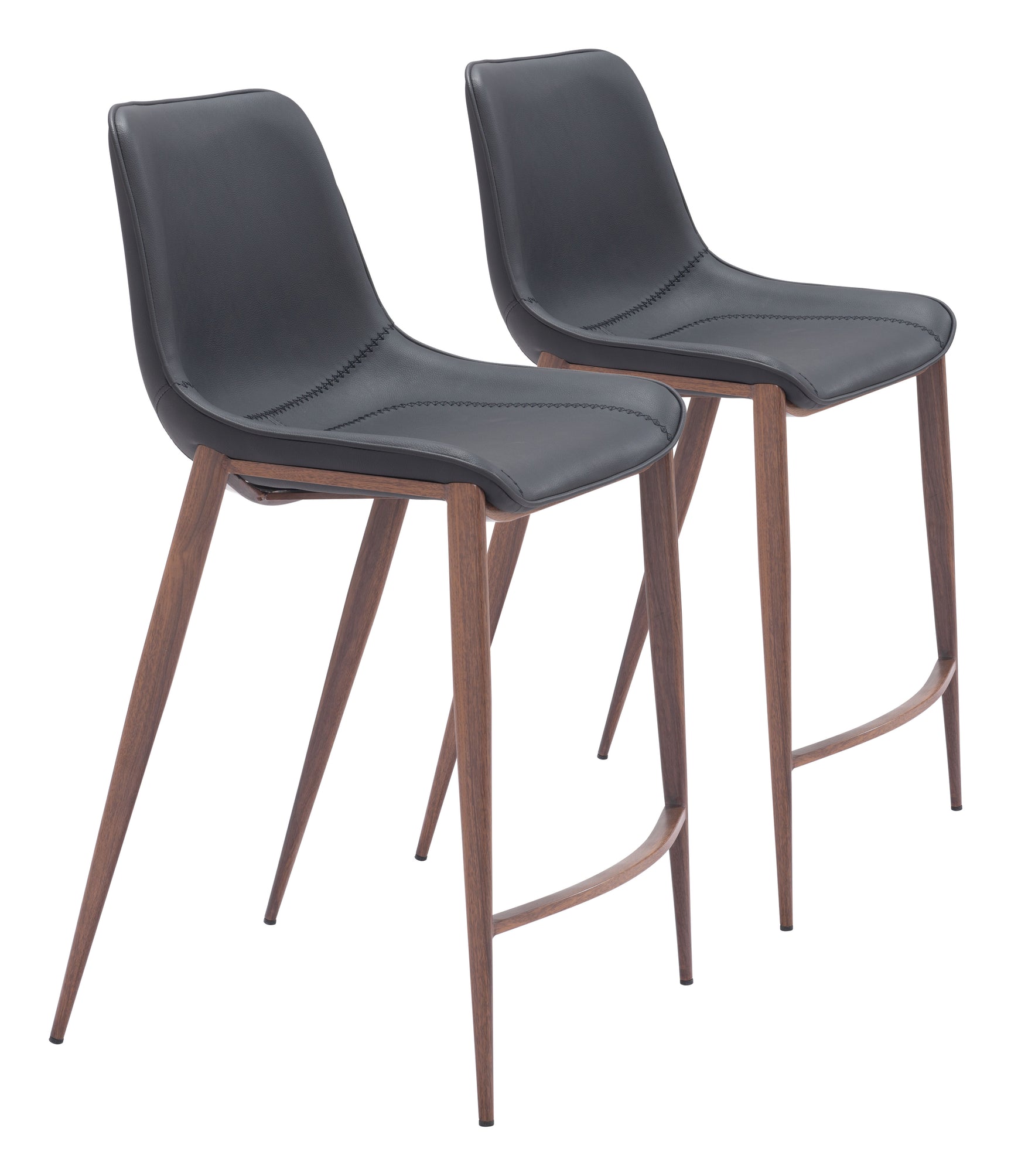Magnus Black & Walnut Counter Stool (Set of 2)