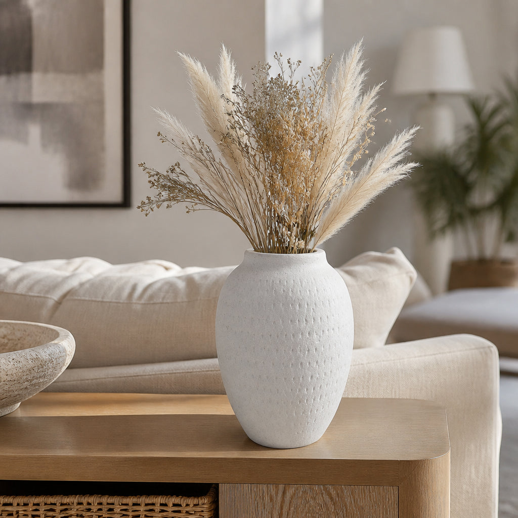 Finley White Large Hammered Vase