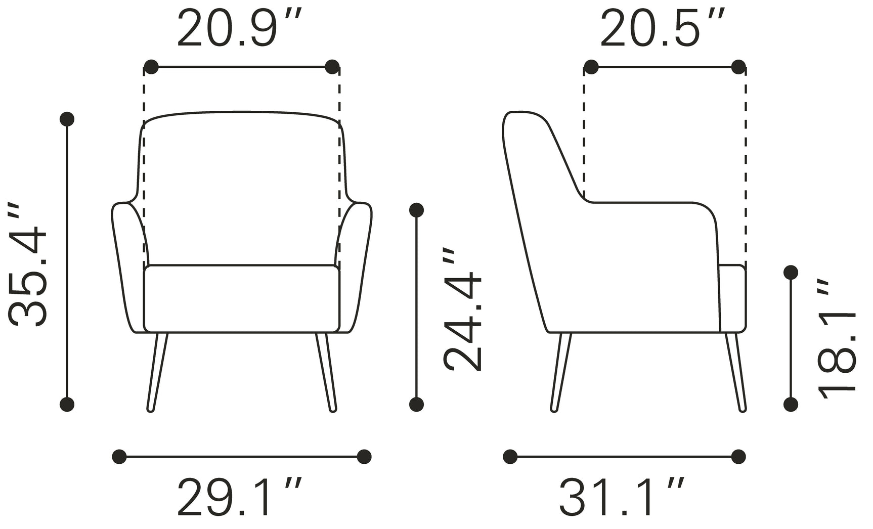Tasmania Vintage Black Accent Chair