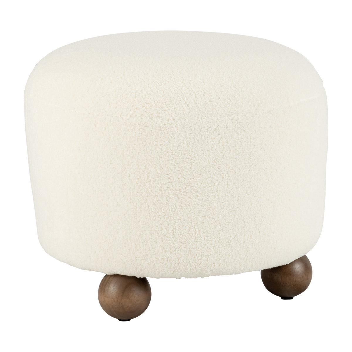 Conant Beige Round Ottoman with Ball Feet