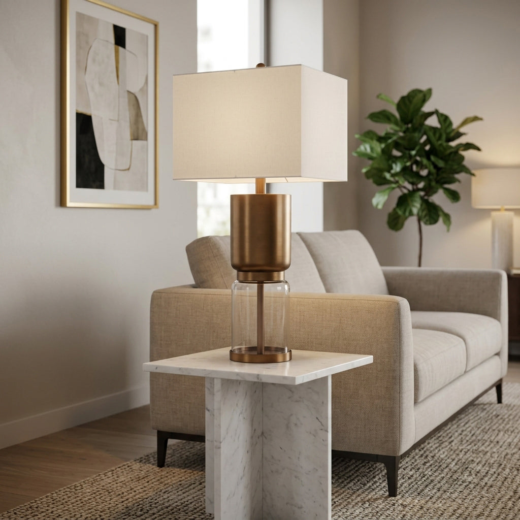 Caltonholm Brown/Clear/Ivory Lamp