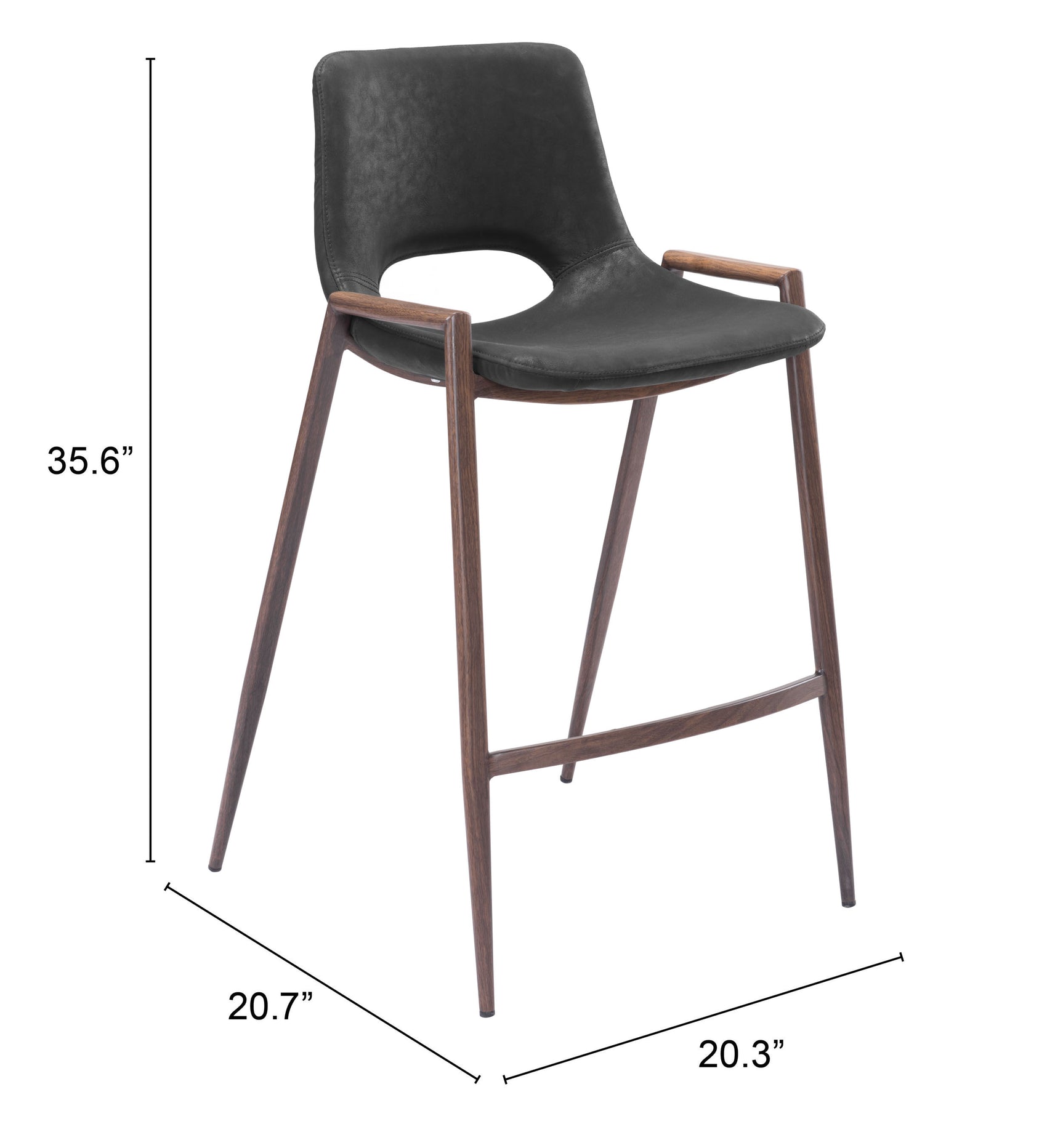 Desi Black & Walnut Counter Stool (Set of 2)