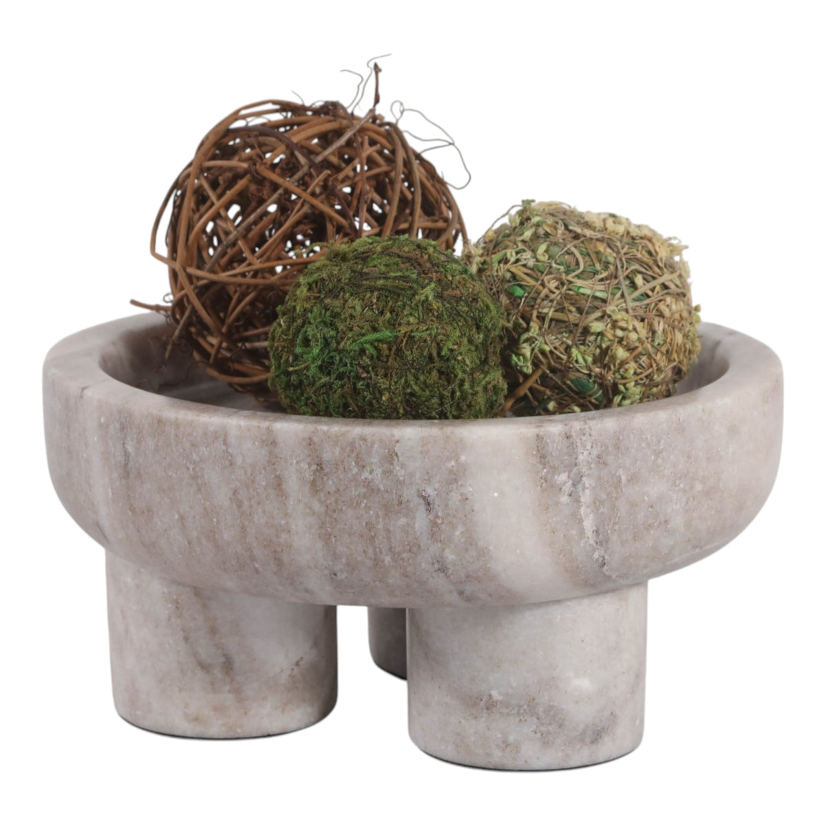 Pearlrose Beige Marble Bowl with 3 Feet