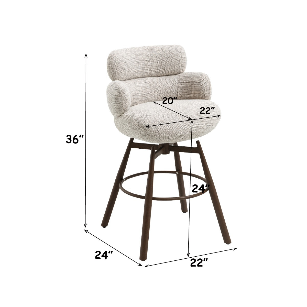 Jena Beige/Walnut Counter Height Chair w/Swivel