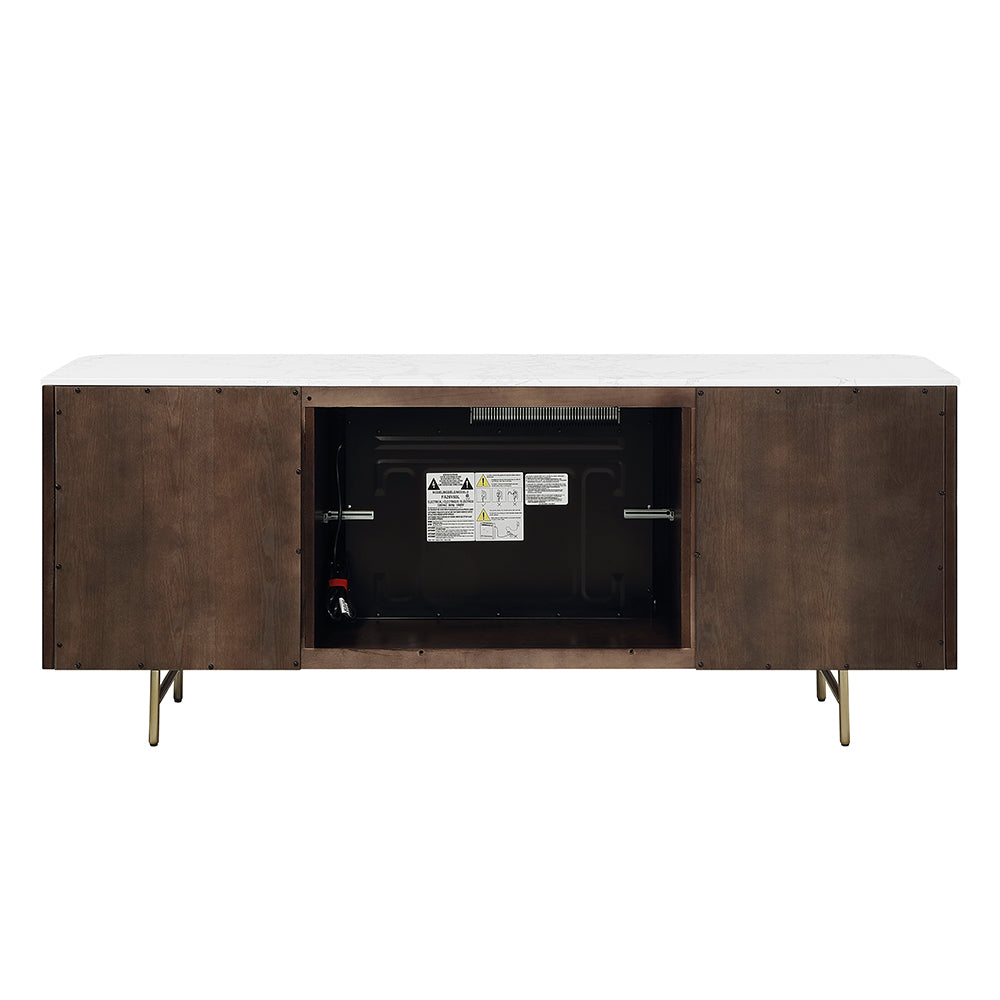 Clayten White/Espresso Server w/Marble Top & Fireplace