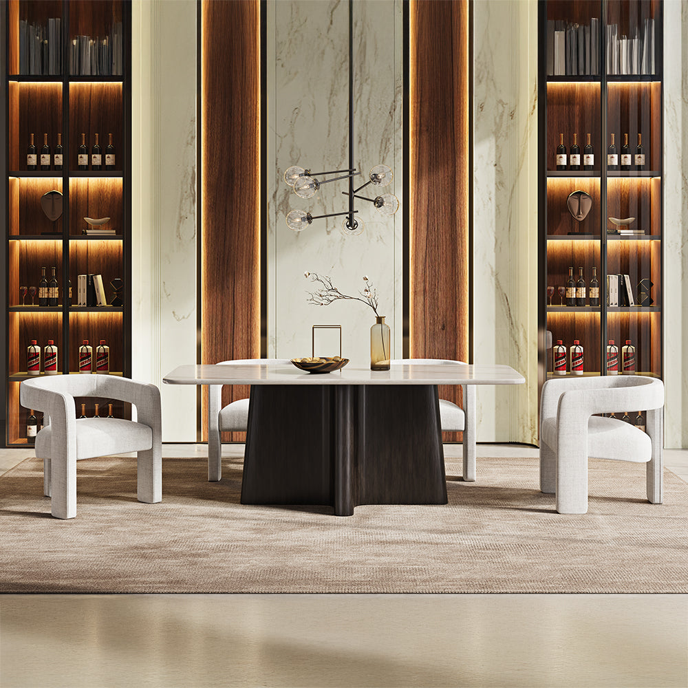Jacory BottIcino Natural Marble Top/ Espresso Dining Table