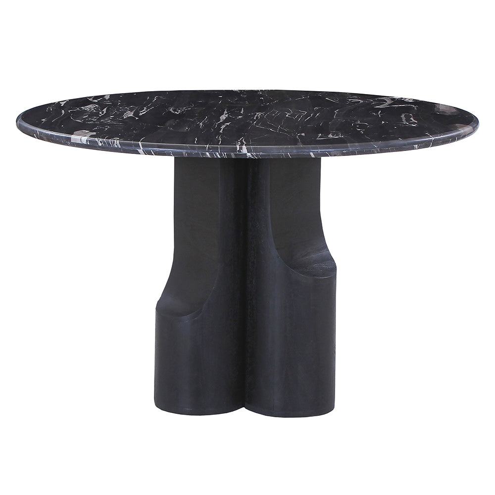 Kinton Natural Marble Top/ Black Mercana Round Dining Table