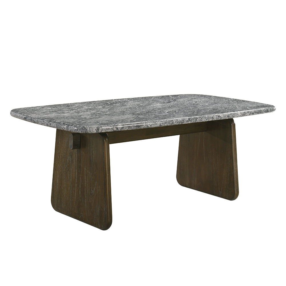 Dillon Natural Marble Top/Walnut Dining Table