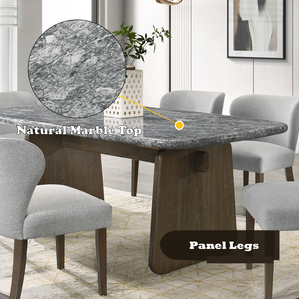 Dillon Natural Marble Top/Walnut Dining Table