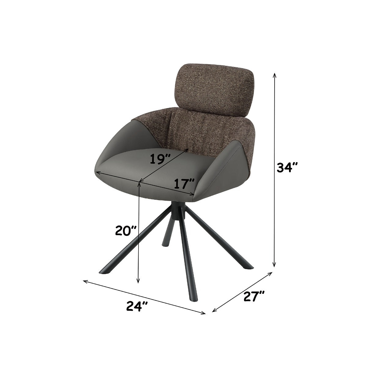 Eamon Gray Arm Chair W/Swivel (Set-2)