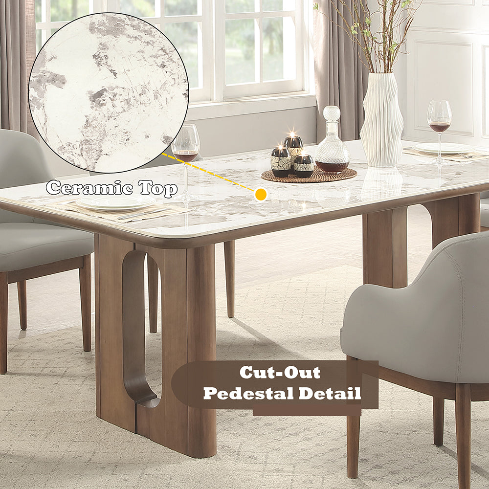 Harvey Ceramic Top/Walnut Dining Table