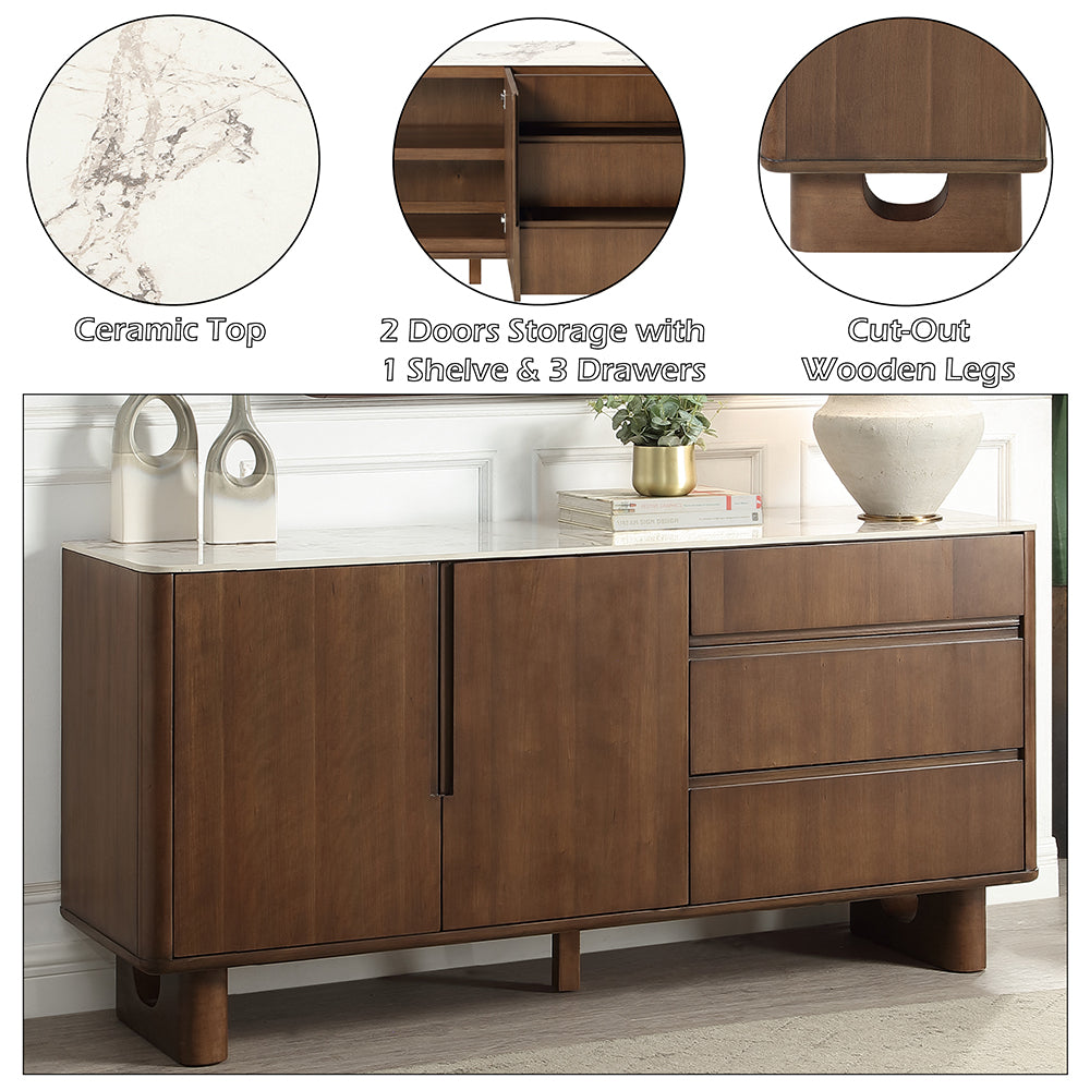 Harvey Ceramic Top/Walnut Server