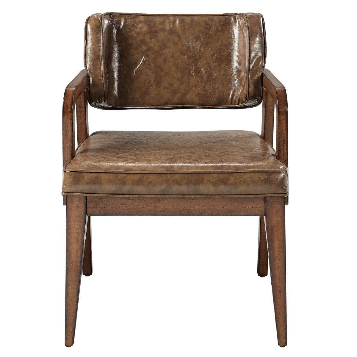 Harvey Leatherette/Brown Arm Chair (Set of 2)
