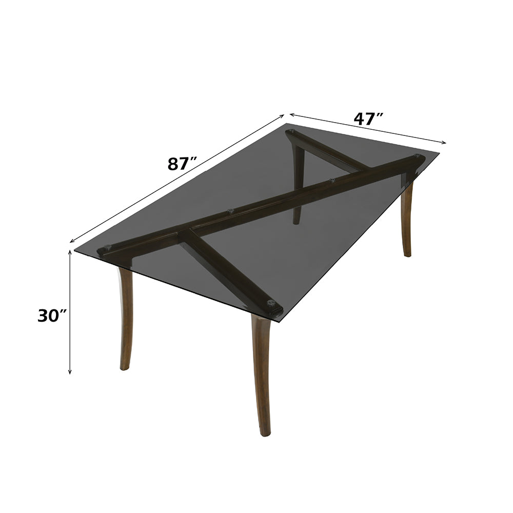 Danzel Glass Top/Vintage Oak Dining Table