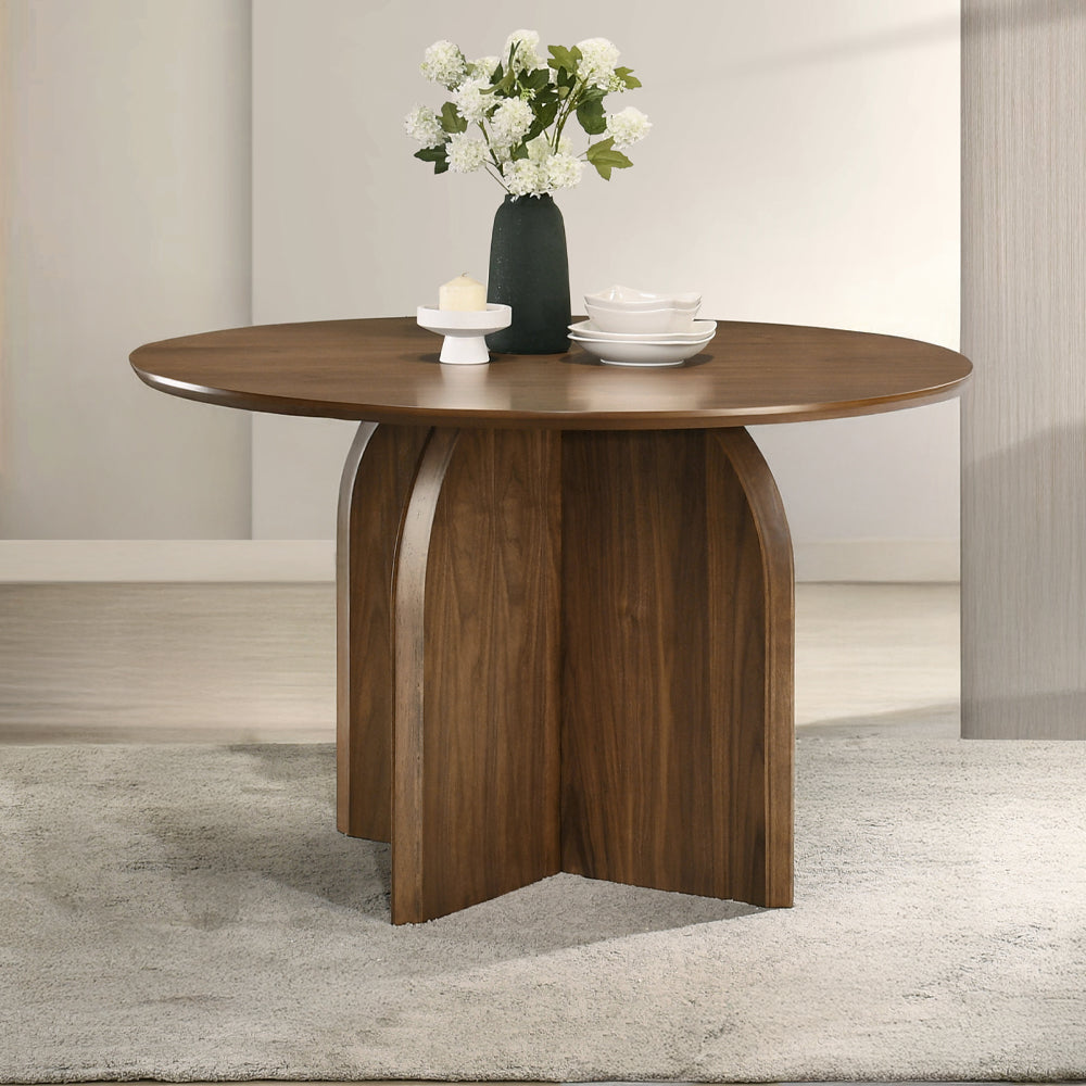 Delmon Dark Walnut Round Dining Table