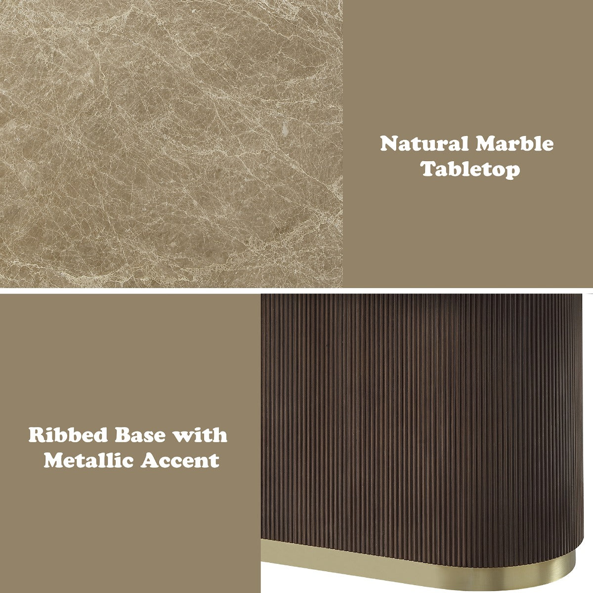 Clayten Natural/Brown Oak Dining Table w/Natural Marble Top