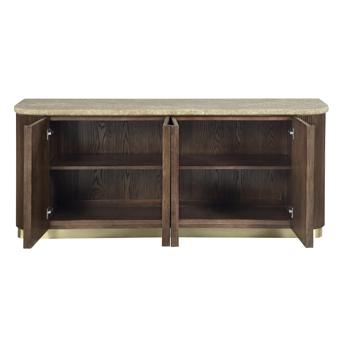 Clayten Natural Marble Top/Brown Oak Server