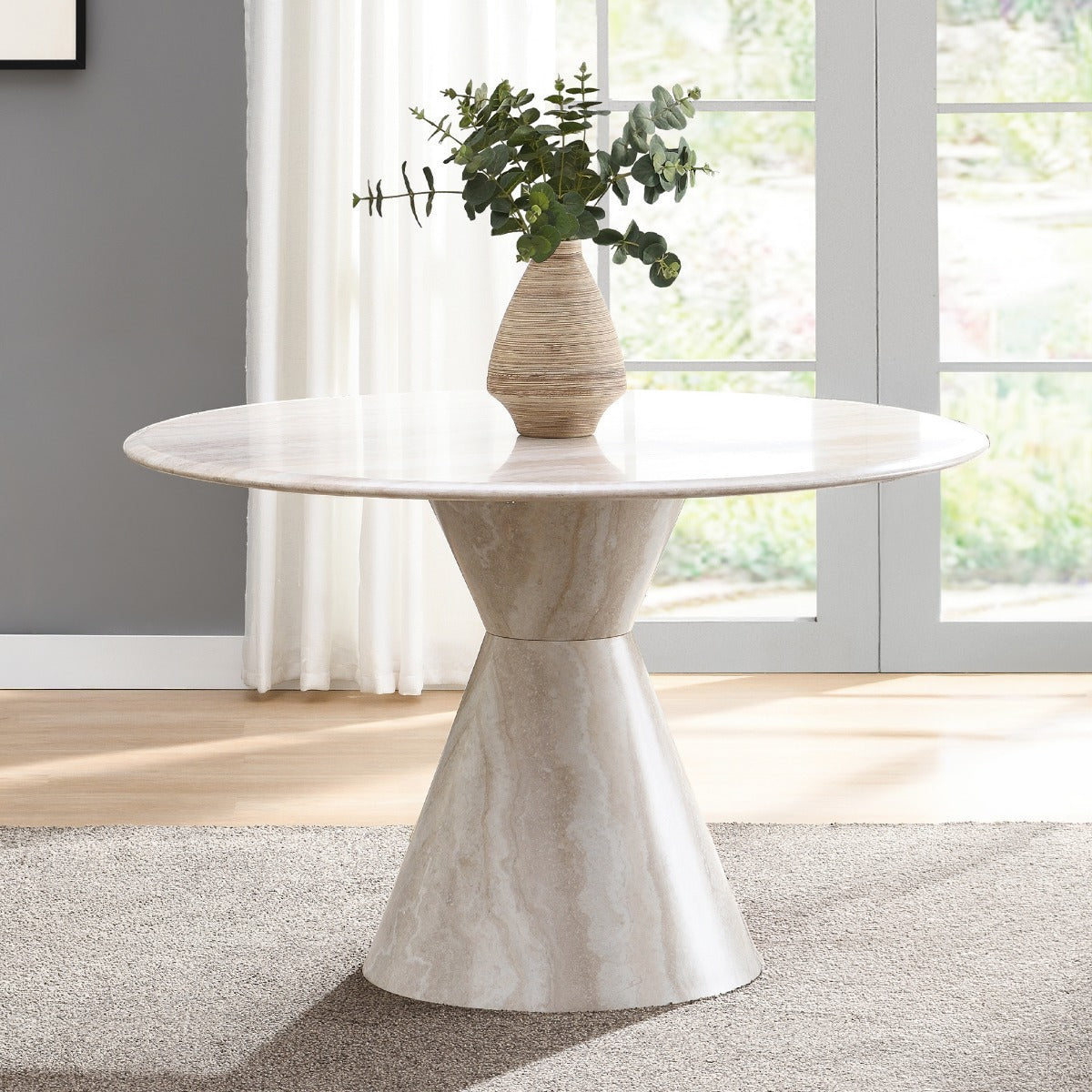 Ogin Dark Beige/Natural Round Dining Table