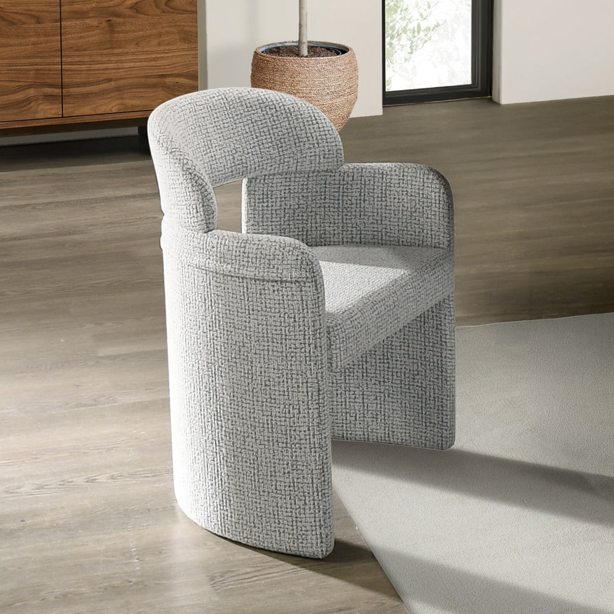 Kyree Chenille/Walnut Arm Chair (Set of 2)