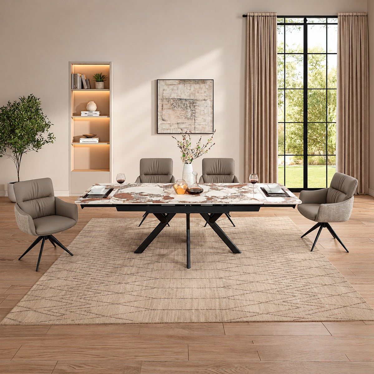 Branson Black Chair W/Swivel (Set-2)