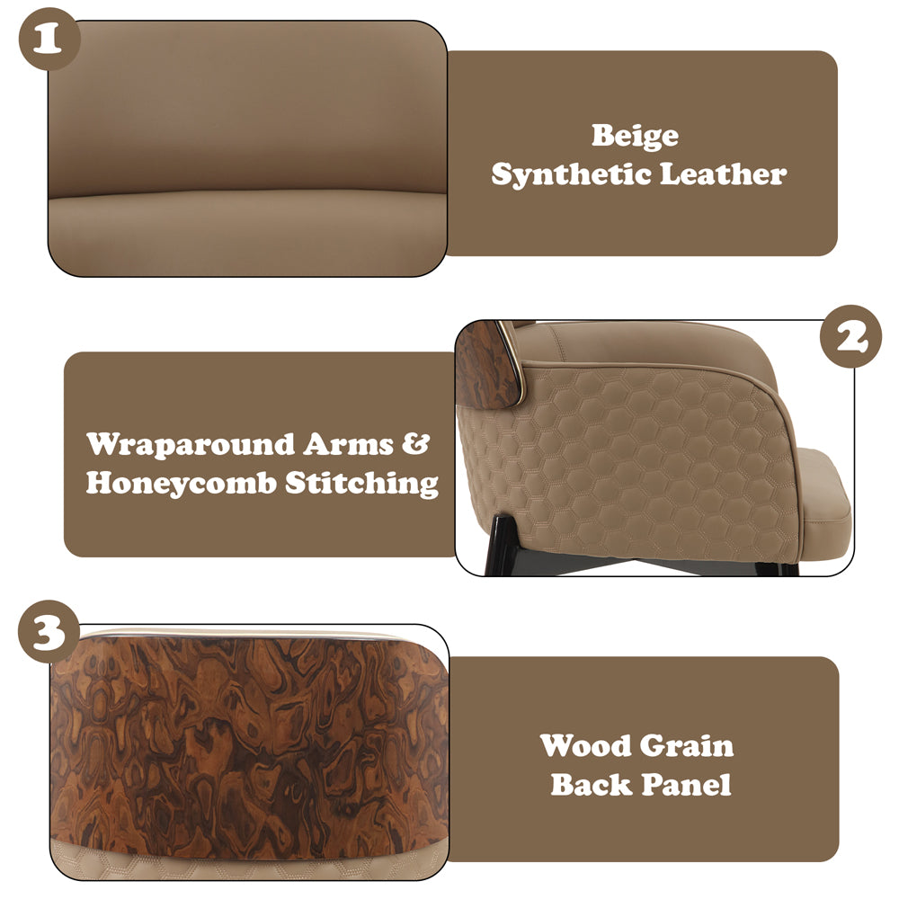 Jamonica Latte Leatherette/Black Arm Chair